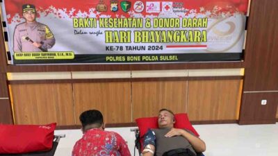 Semarak Hari Bhayangkara ke 78, Brimob Bone Sumbang Darah