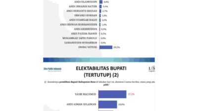 Hasil Lengkap Survei LSI Pilkada Bone 2024