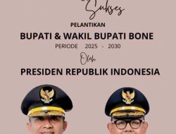 Banner Ucapan Selamat dan Sukses Dinas Pariwisata Kabupaten Bone untuk Bupati Bone dan Wakil Bupati Bone