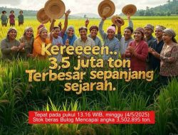 Serapan Beras Bulog Tertinggi dalam 57 Tahun, Tanpa Impor, Ini Kata Mentan Andi Amran