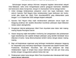 Antisipasi Gejolak, Pemkot Makassar Terapkan WFA dan Siswa Belajar dari Rumah