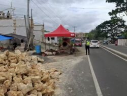 Polantas Bone Tegur Penanggung Jawab Proyek Akibat Tumpuk Material Bangunan di Badan Jalan